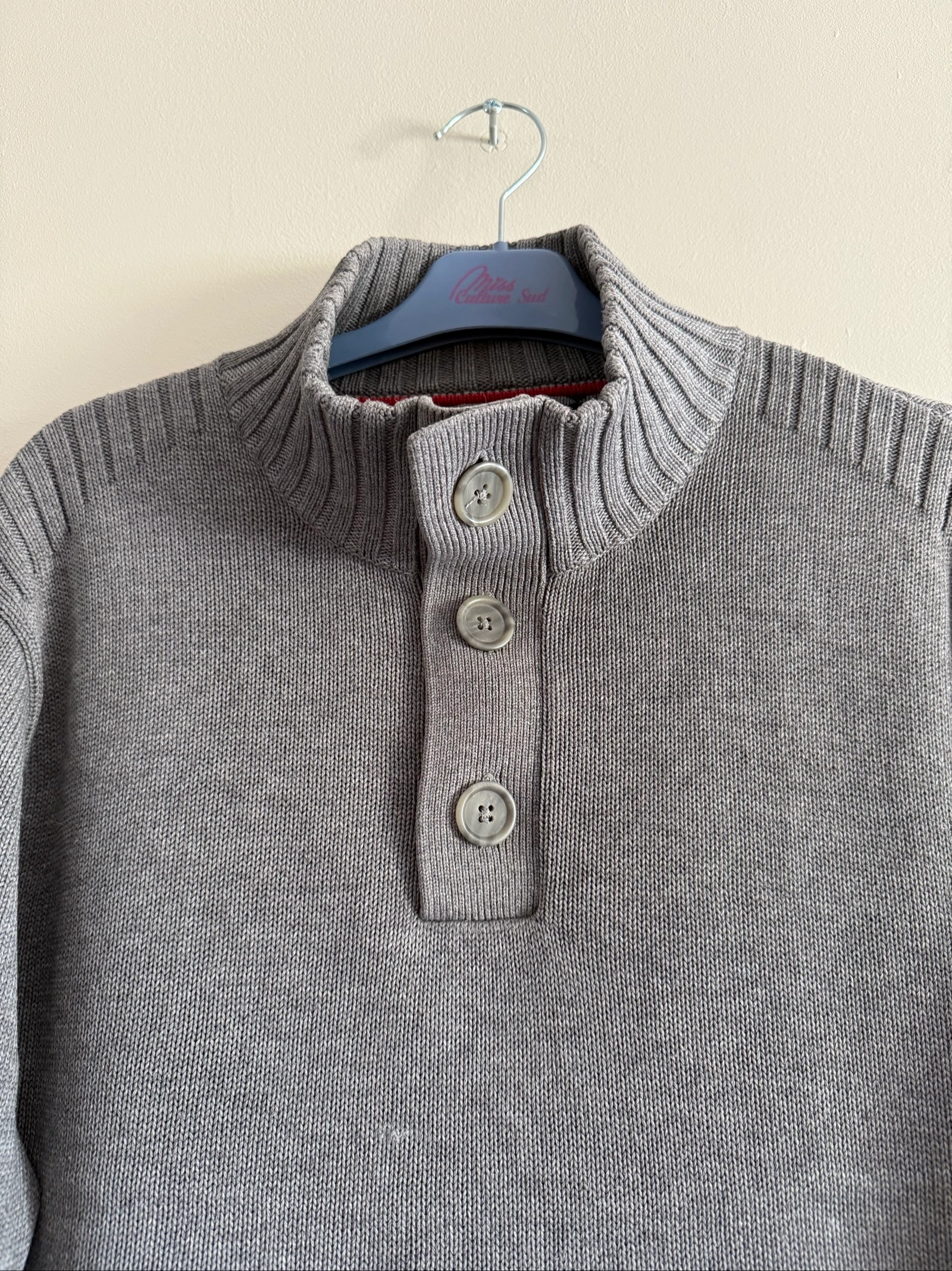 Tommy Hilfiger heren trui L grijs Pima katoen wol hoge kraag grove breisel – photo 4